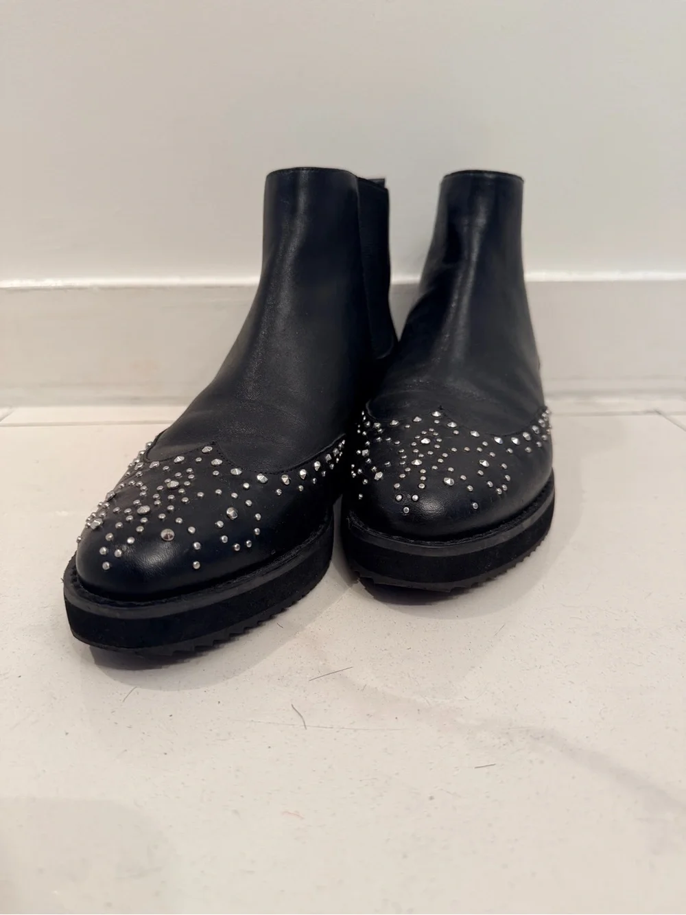 Michael Kors Black Leather Studded Chelsea Booties